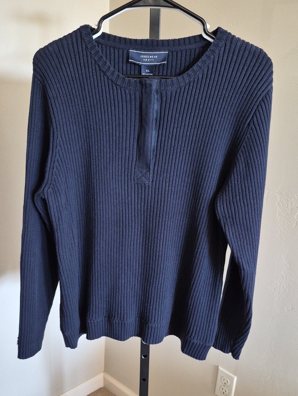 Jones Wear Sport Navy Ribbed Crew 1/4 Zip Sweater Size XL